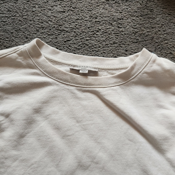ALL SAINTS Sweatshirt Women's Small White Pullover Grunge Metal Side Clips - Picture 2 of 13